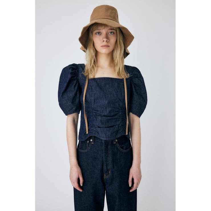 FRONT GATHER DENIM ブラウス[品番：BJLW0025460]｜MOUSSY