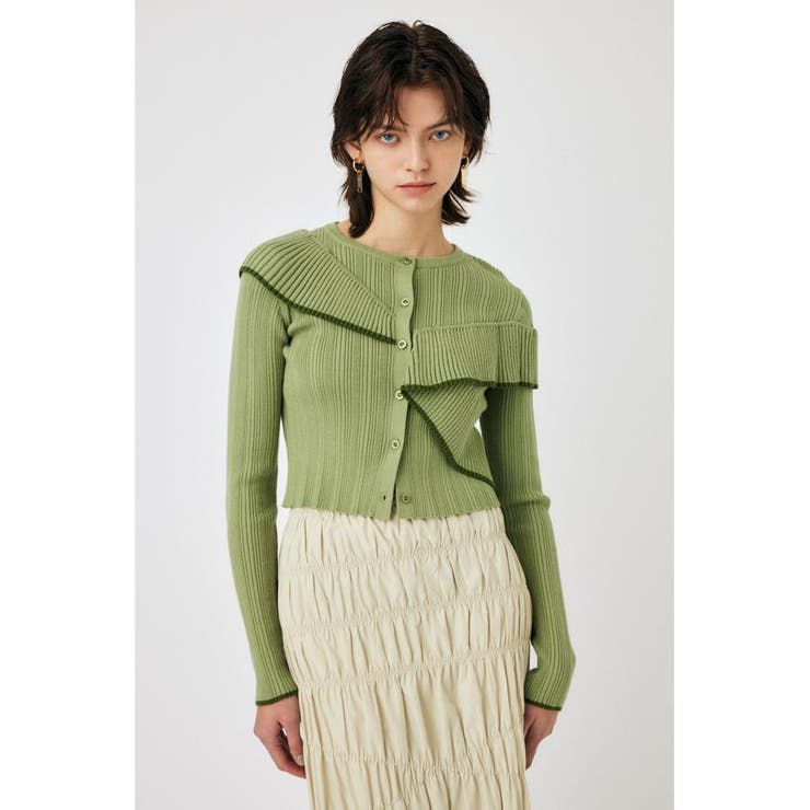 GRN | FRONT BUTTON FRILL KNIT トップス | MOUSSY OUTLET