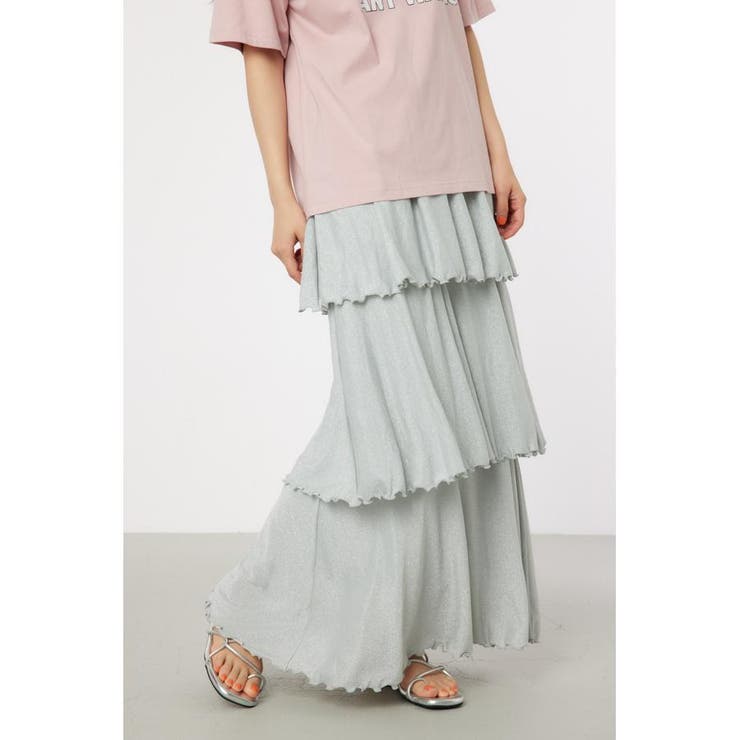 SLV | ラメカットティアードスカート | RODEO CROWNS WIDE BOWL