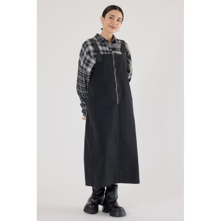 BLK | フロントジップジャンパースカート | RODEO CROWNS WIDE BOWL