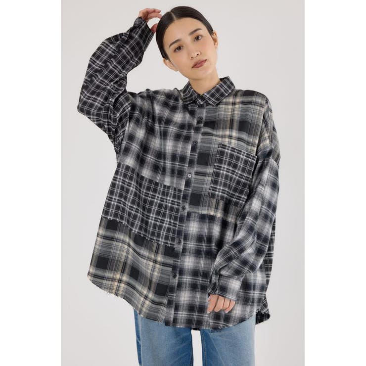 柄BLK5 | パッチワークチェックシャツ | RODEO CROWNS WIDE BOWL