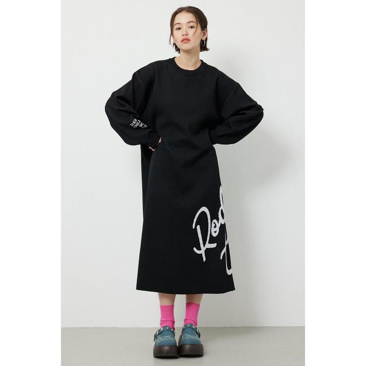 BLK | マキシロゴニットワンピース | RODEO CROWNS WIDE BOWL