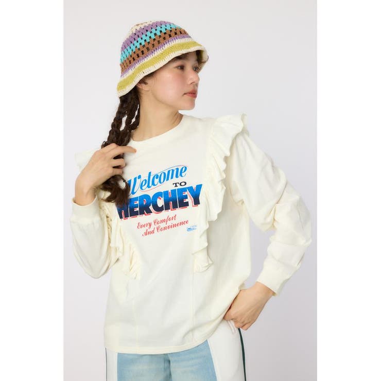 O/WHT1 | HERCHEYフリル ロングスリーブTシャツ | RODEO CROWNS WIDE BOWL