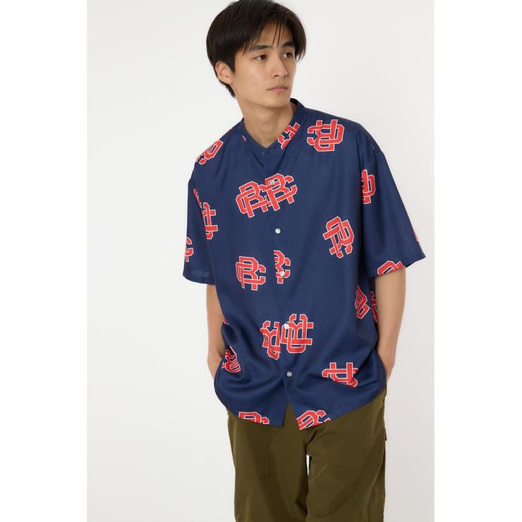 NVY | モノグラムバンドカラーシャツ | RODEO CROWNS WIDE BOWL