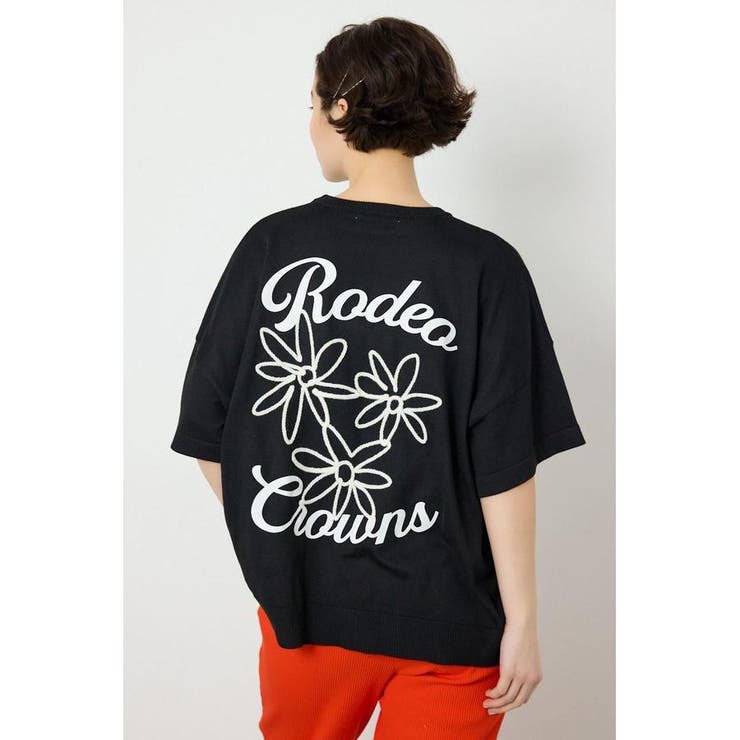 BLK | フラワーロゴニットトップス | RODEO CROWNS WIDE BOWL