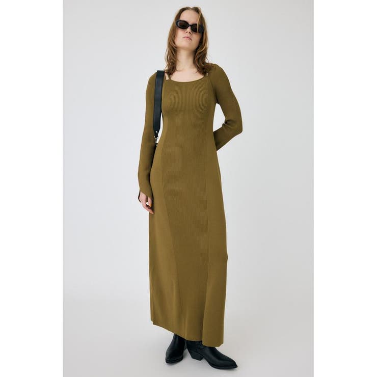 SQUARE NECK ロングニットドレス | MOUSSY OUTLET | 詳細画像1 