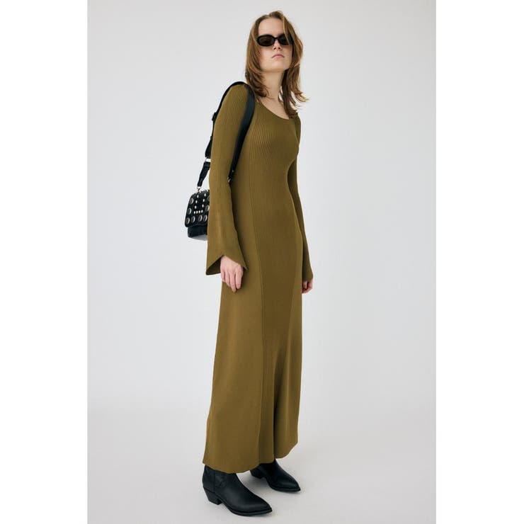 SQUARE NECK ロングニットドレス | MOUSSY OUTLET | 詳細画像2 