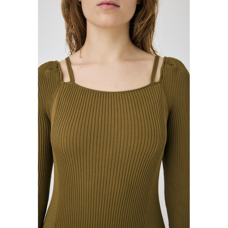 SQUARE NECK ロングニットドレス | MOUSSY OUTLET | 詳細画像6 