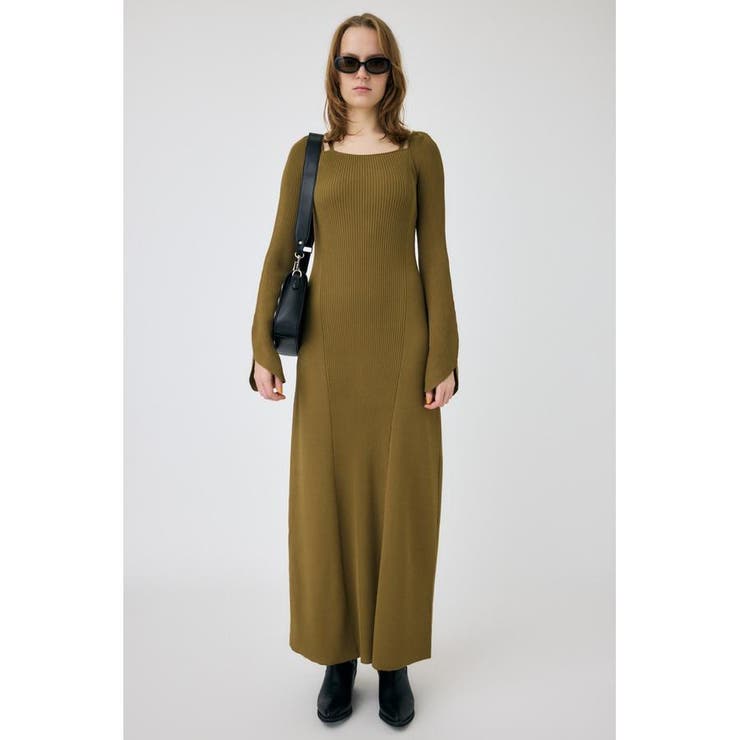 SQUARE NECK ロングニットドレス | MOUSSY OUTLET | 詳細画像3 