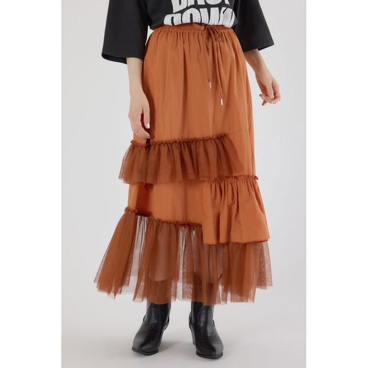 L/BRN1 | ランダムティアードスカート | RODEO CROWNS WIDE BOWL