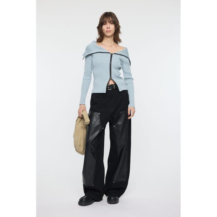 BIG COLLAR ZIP UP ニットトップス | MOUSSY OUTLET | 詳細画像15 