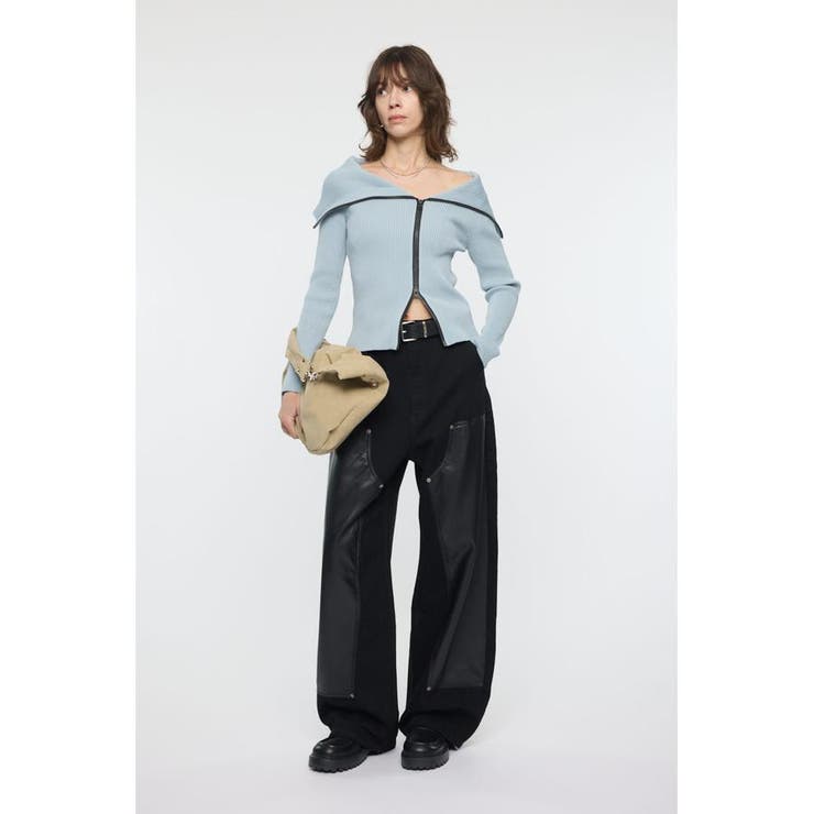 BIG COLLAR ZIP UP ニットトップス | MOUSSY OUTLET | 詳細画像17 