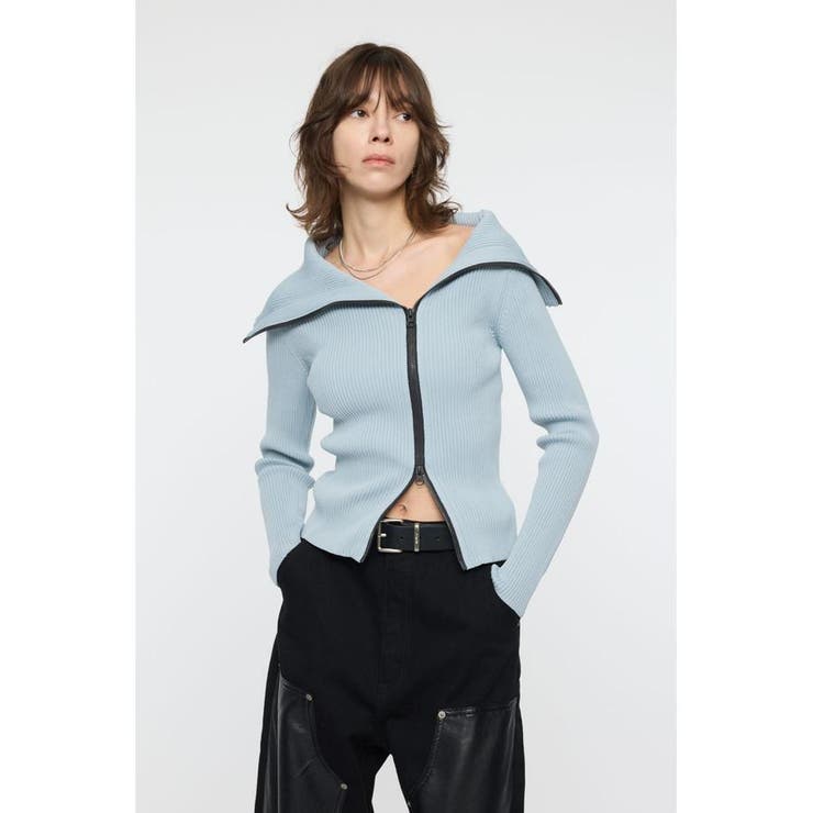 BIG COLLAR ZIP UP ニットトップス | MOUSSY OUTLET | 詳細画像18 