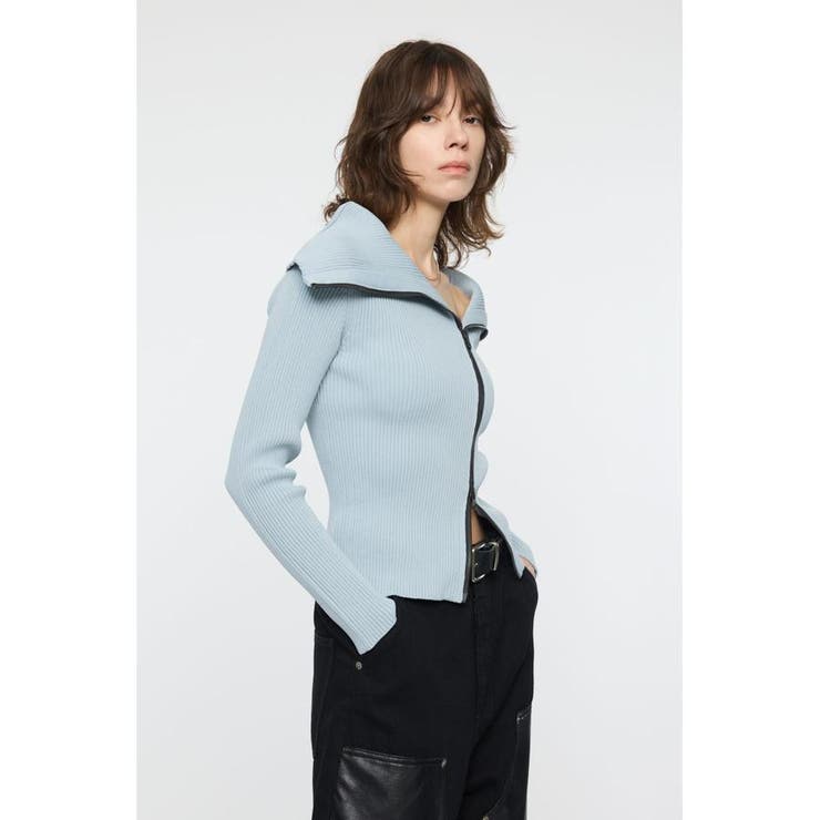BIG COLLAR ZIP UP ニットトップス | MOUSSY OUTLET | 詳細画像19 