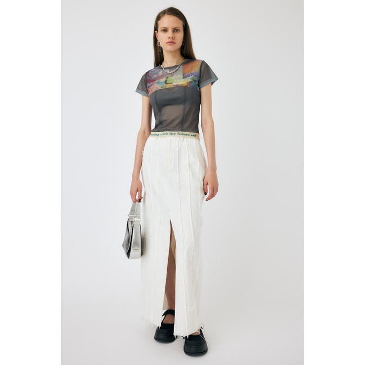 WHT | FRONT SLIT FRINGE スカート | MOUSSY OUTLET