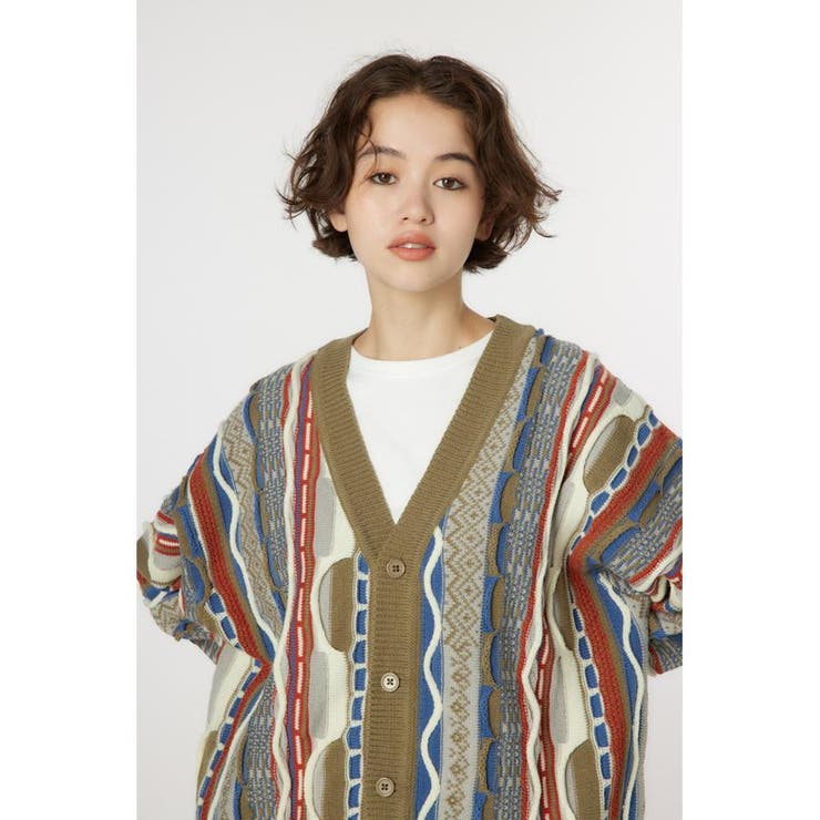 3Dマルチカラーニットカーディガン[品番：BJLW0028726]｜RODEO