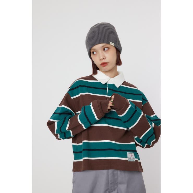 TRIPLE CROWN】ラガーシャツ(M BLACK/BEIGE