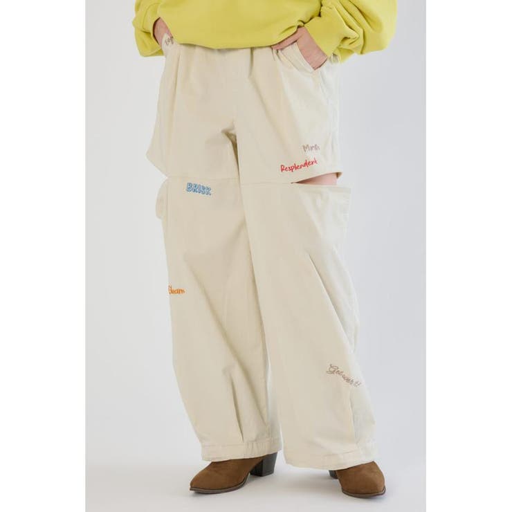 WHT | embroideryサイドジップパンツ | RODEO CROWNS WIDE BOWL