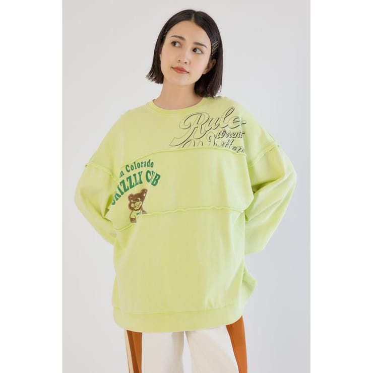 L/YEL1 | 加工アウトシームスウェットトップス | RODEO CROWNS WIDE BOWL