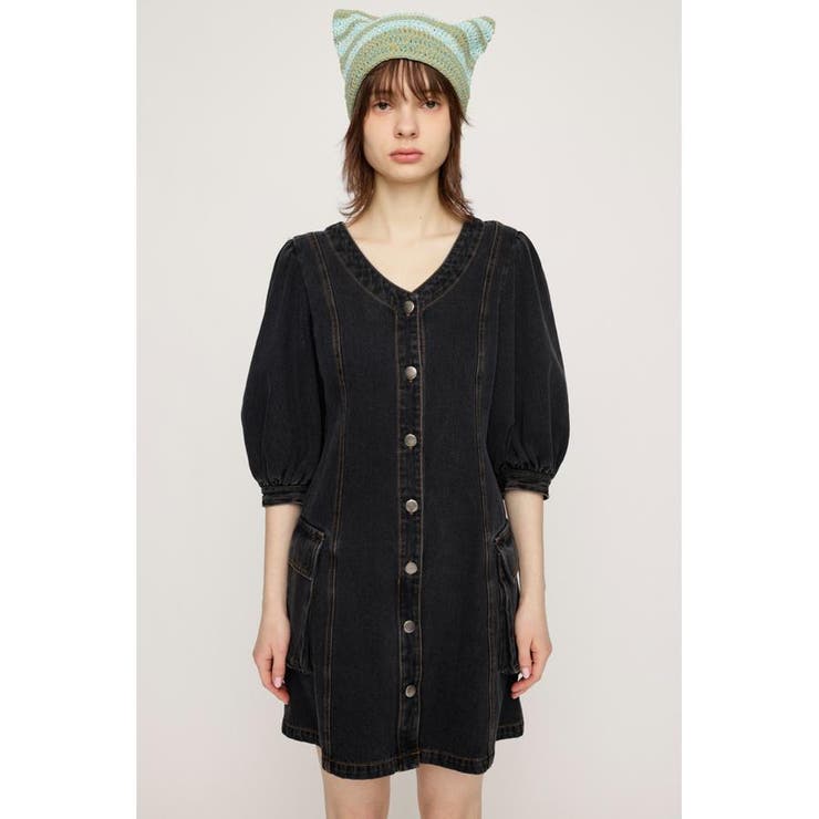 BLK | V NECK DENIM ショートワンピース | SLY OUTLET
