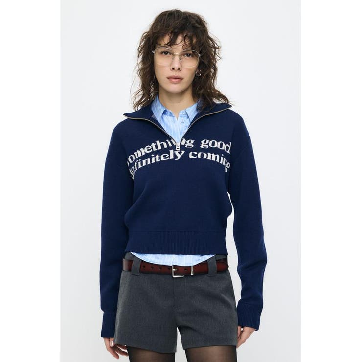 LETTERED HALF ZIPセーター | MOUSSY OUTLET | 詳細画像1 