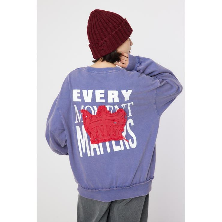 L/NVY1 | ダメージCROWNアップリケスウェット | RODEO CROWNS WIDE BOWL