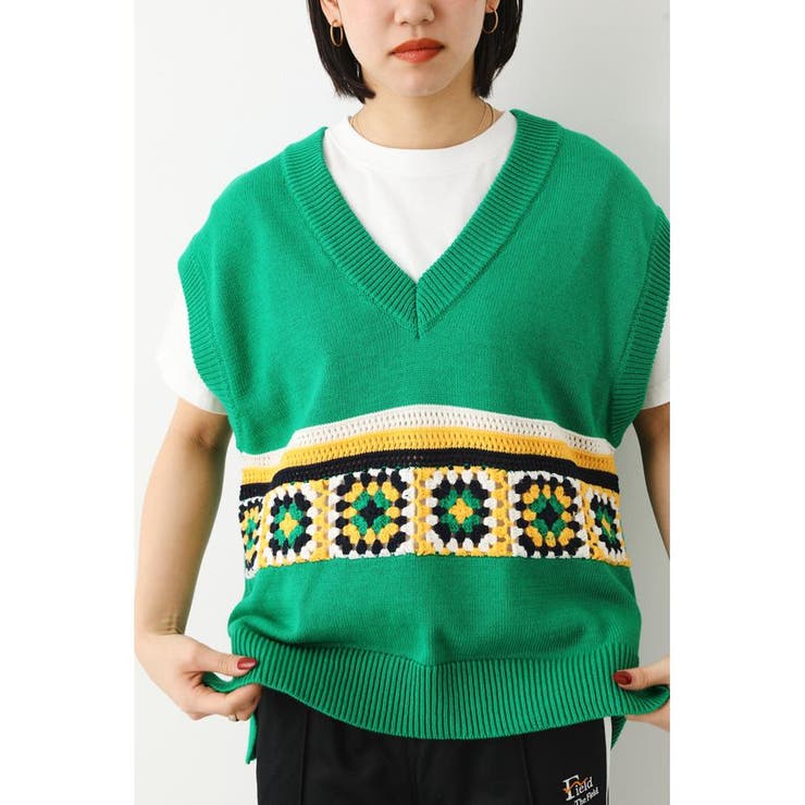 クロシェモチーフニットベスト | RODEO CROWNS WIDE BOWL | 詳細画像6 