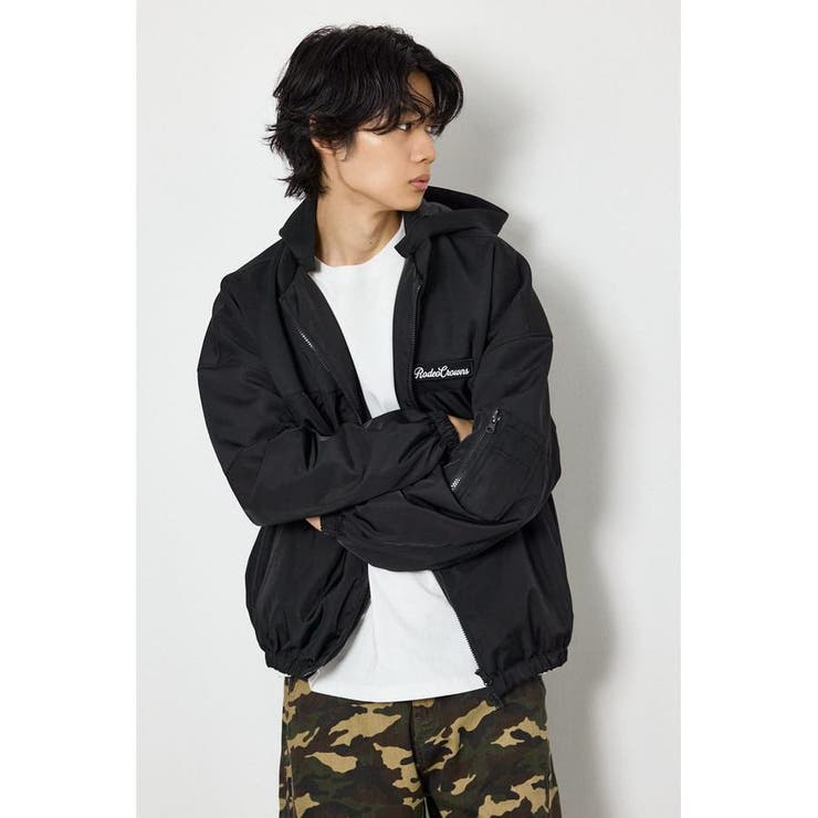 BLK | バイカラーフーディーブルゾン | RODEO CROWNS WIDE BOWL