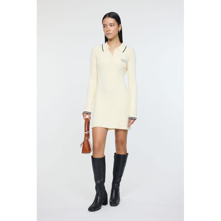 IVOY3 | LOGO CABLE KNIT ミニドレス | MOUSSY OUTLET