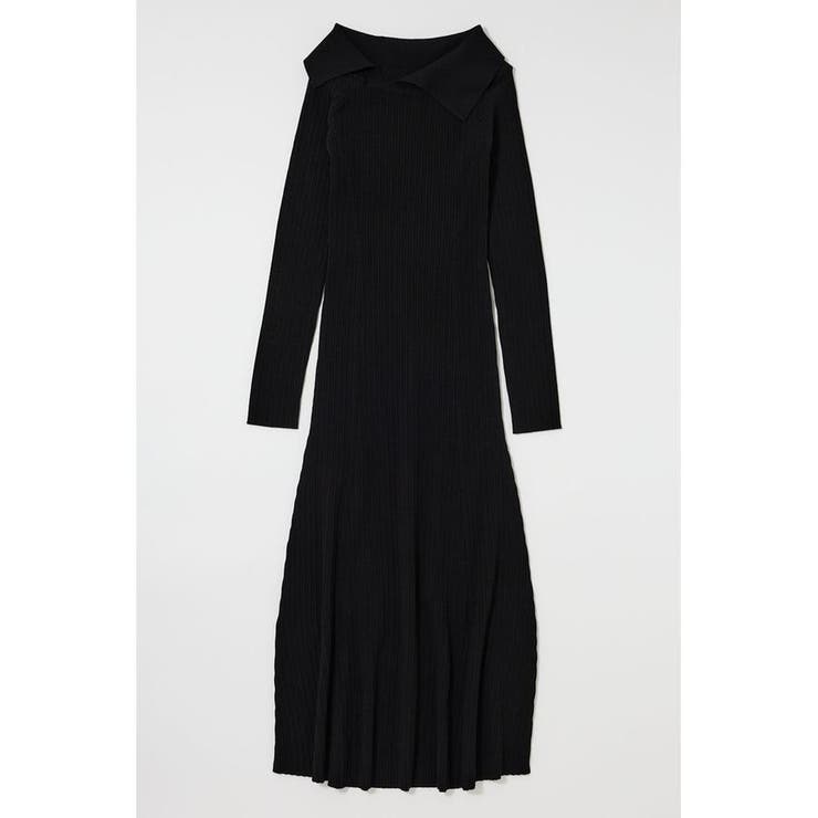 BLK | ASYMMETRY COLLAR KNIT ドレス | MOUSSY OUTLET