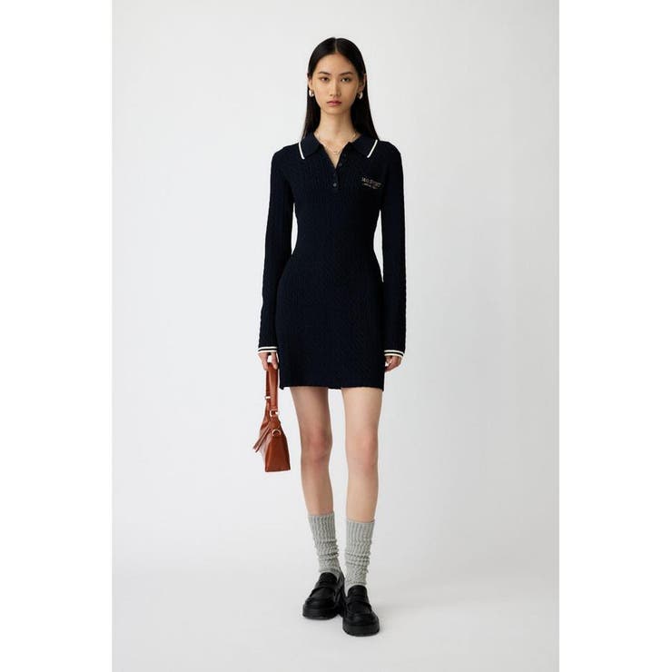NVY | LOGO CABLE KNIT ミニドレス | MOUSSY OUTLET