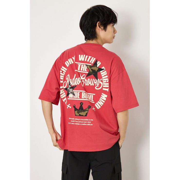 RED | カモフラアップリケTシャツ | RODEO CROWNS WIDE BOWL