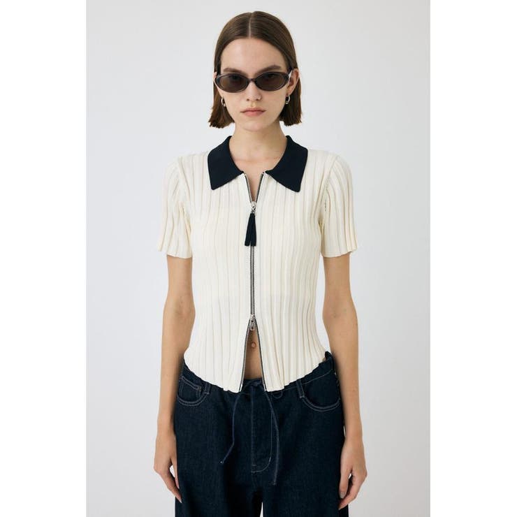 ZIP UP RIB KNIT H/S シャツ | MOUSSY OUTLET | 詳細画像6 