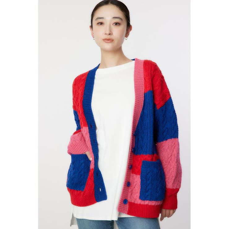 ヨーコドール ■YOKO D'ORロイヤルブルーニットカーディガン THE TOKYO/ザトウキョウ】WASHABLE WOOL BICOLOR KNIT CARDIGAN