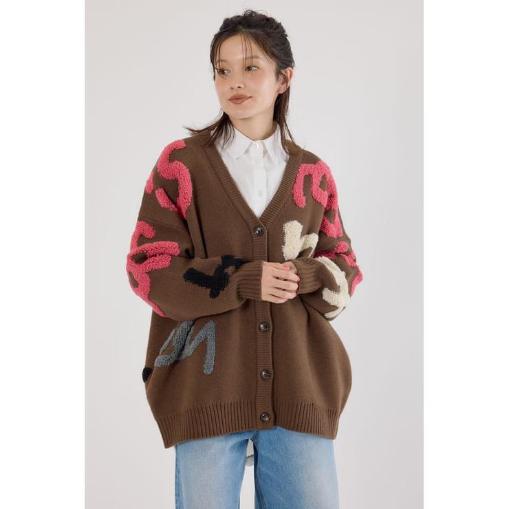 BRN | LETTER LOGOニットカーディガン | RODEO CROWNS WIDE BOWL