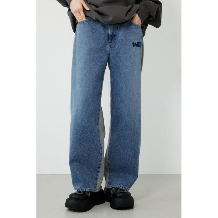 L/BLU1 | BIG sign logo コンビパンツ | RODEO CROWNS WIDE BOWL