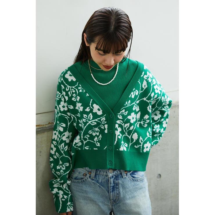 柄GRN5 | (WEB限定)A/PアンサンブルショートニットカーディガンWL | RODEO CROWNS WIDE BOWL