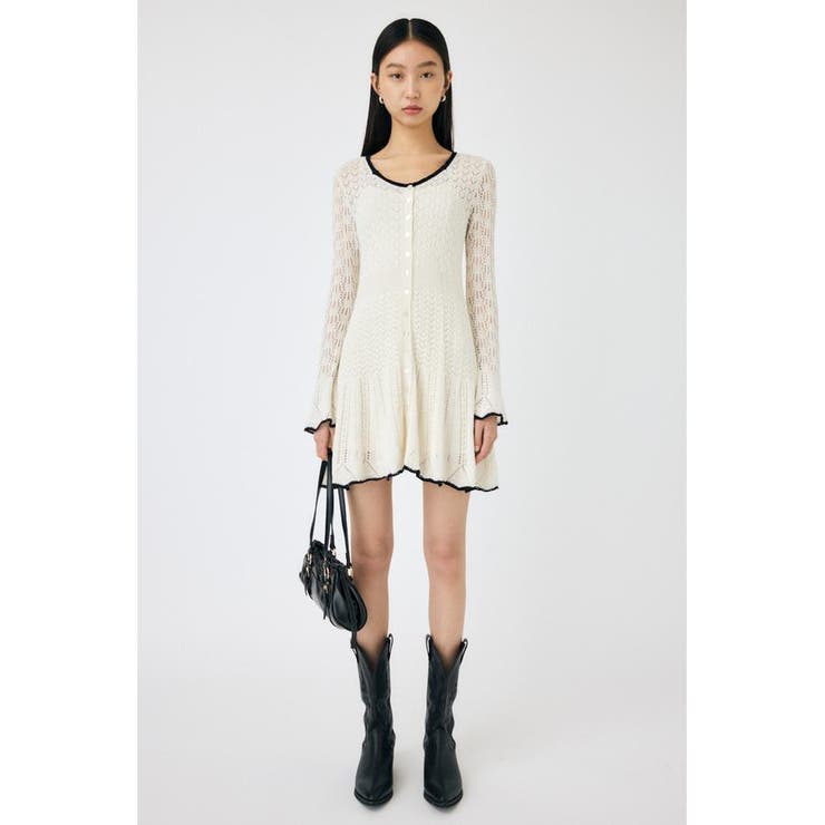 EYELET LACE KNIT ミニドレス | MOUSSY OUTLET | 詳細画像3 