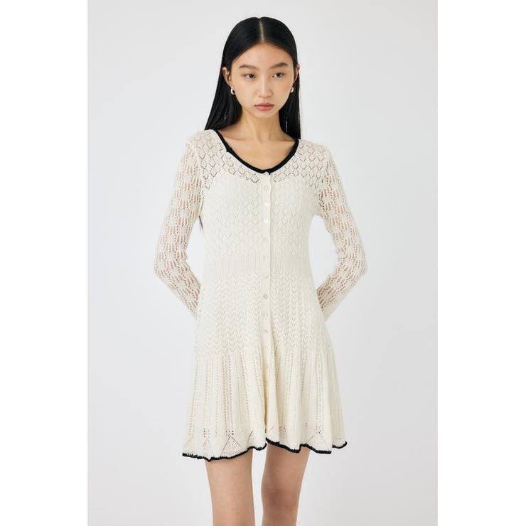 EYELET LACE KNIT ミニドレス | MOUSSY OUTLET | 詳細画像4 