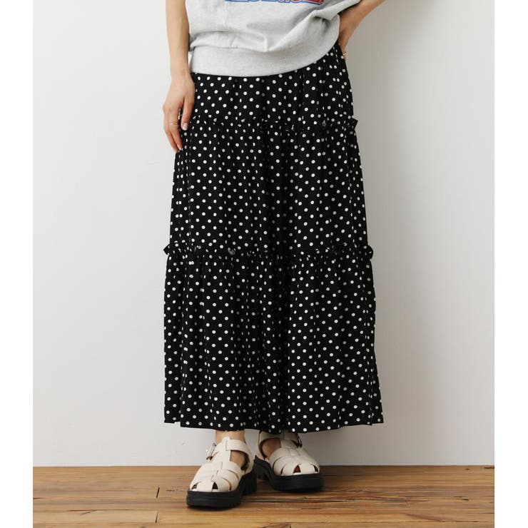 BLK | ティアードドットスカート | RODEO CROWNS WIDE BOWL