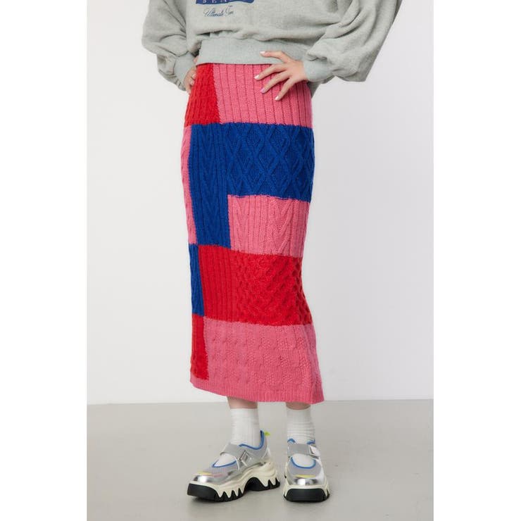 柄RED5 | Custom ケーブルニット スカート | RODEO CROWNS WIDE BOWL