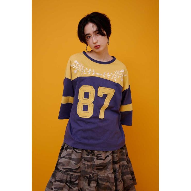 L/NVY1 | エンブロイダリーユニフォームTシャツ | RODEO CROWNS WIDE BOWL
