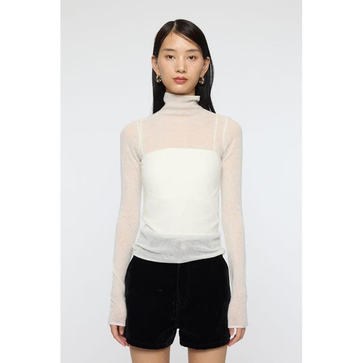 SHEER TURTLE NECK ニットトップス | MOUSSY OUTLET | 詳細画像4 