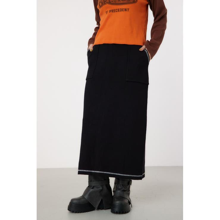 スウェットライクカラーステッチニットスカート | RODEO CROWNS WIDE BOWL | 詳細画像1 