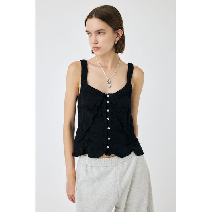 BLK | BUTTON UP SMOCKING キャミ | MOUSSY OUTLET