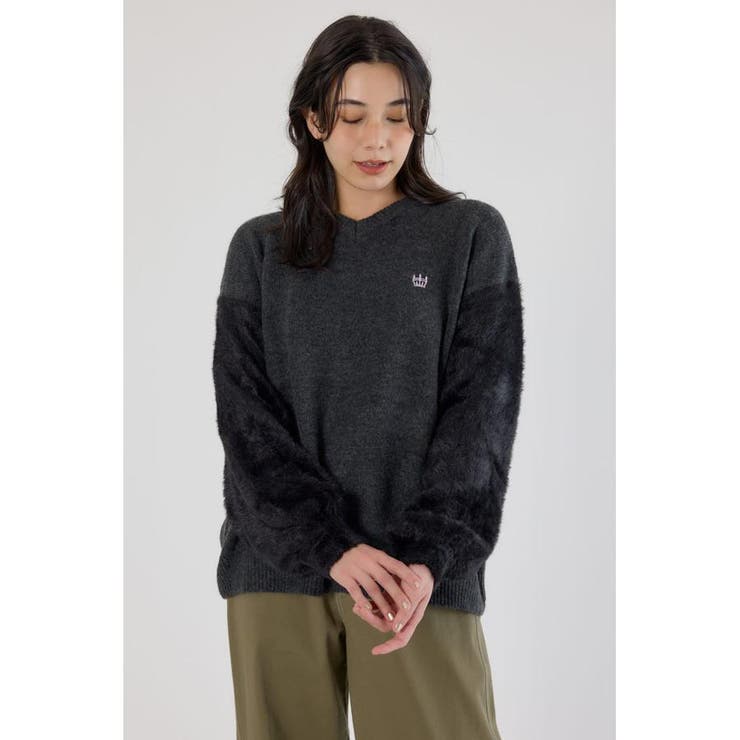 C.GRY | アームシャギーニットトップス | RODEO CROWNS WIDE BOWL