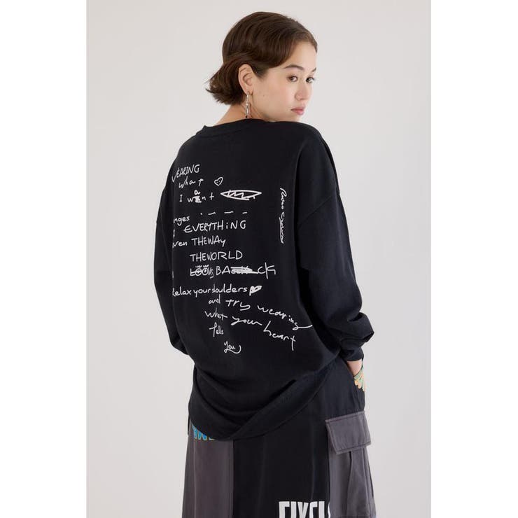 BLK | 梨地VネックロングスリーブTシャツ | RODEO CROWNS WIDE BOWL