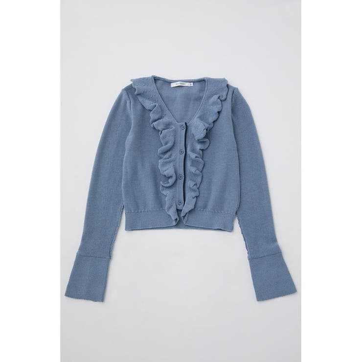カーディガン 2WAY RUFFLE KNIT TOP LACーVERT カーディガン 「前後2WAY」フリルニットカーディガン