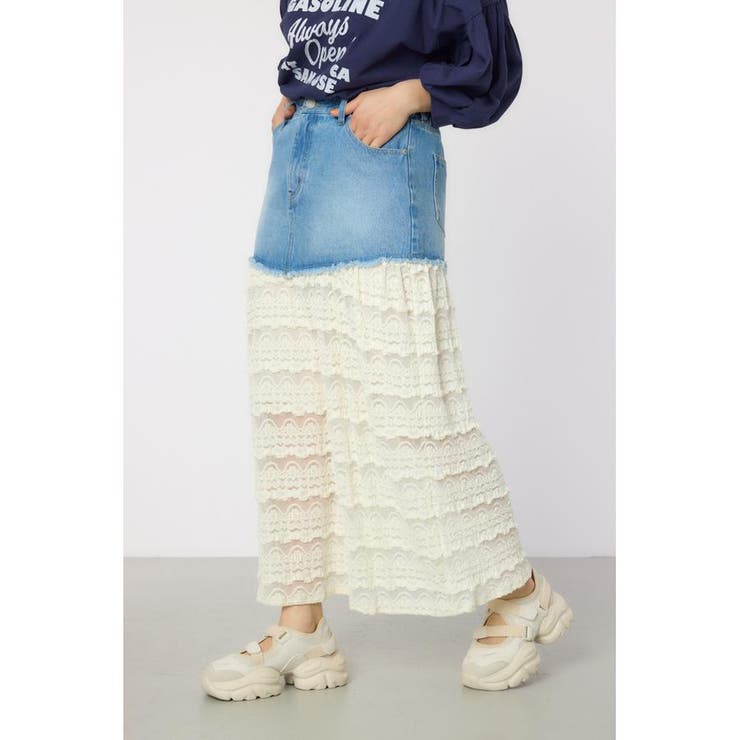 BLU | デニム×レーススカート | RODEO CROWNS WIDE BOWL