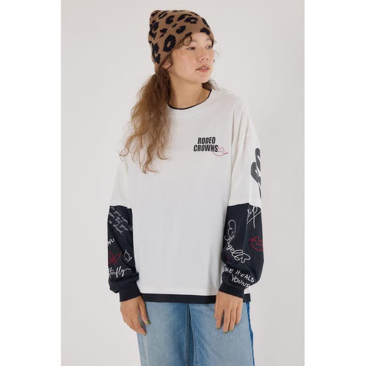 O/WHT1 | オーバーロゴレイヤードロングスリーブTシャツ | RODEO CROWNS WIDE BOWL